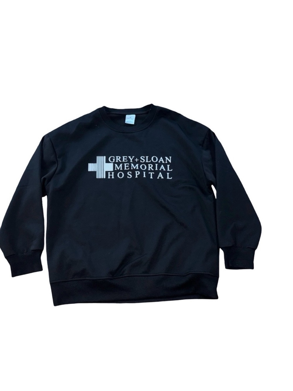 Grey's Anatomy Black Sweatshirt with White Grey-Sloan Memorial Hospital Logo